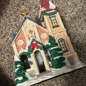 1997 Hand painted 3-D Porcelain Christmas Church